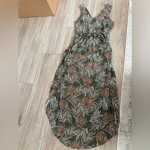 a new day Strapless Green Leaf Print Dress